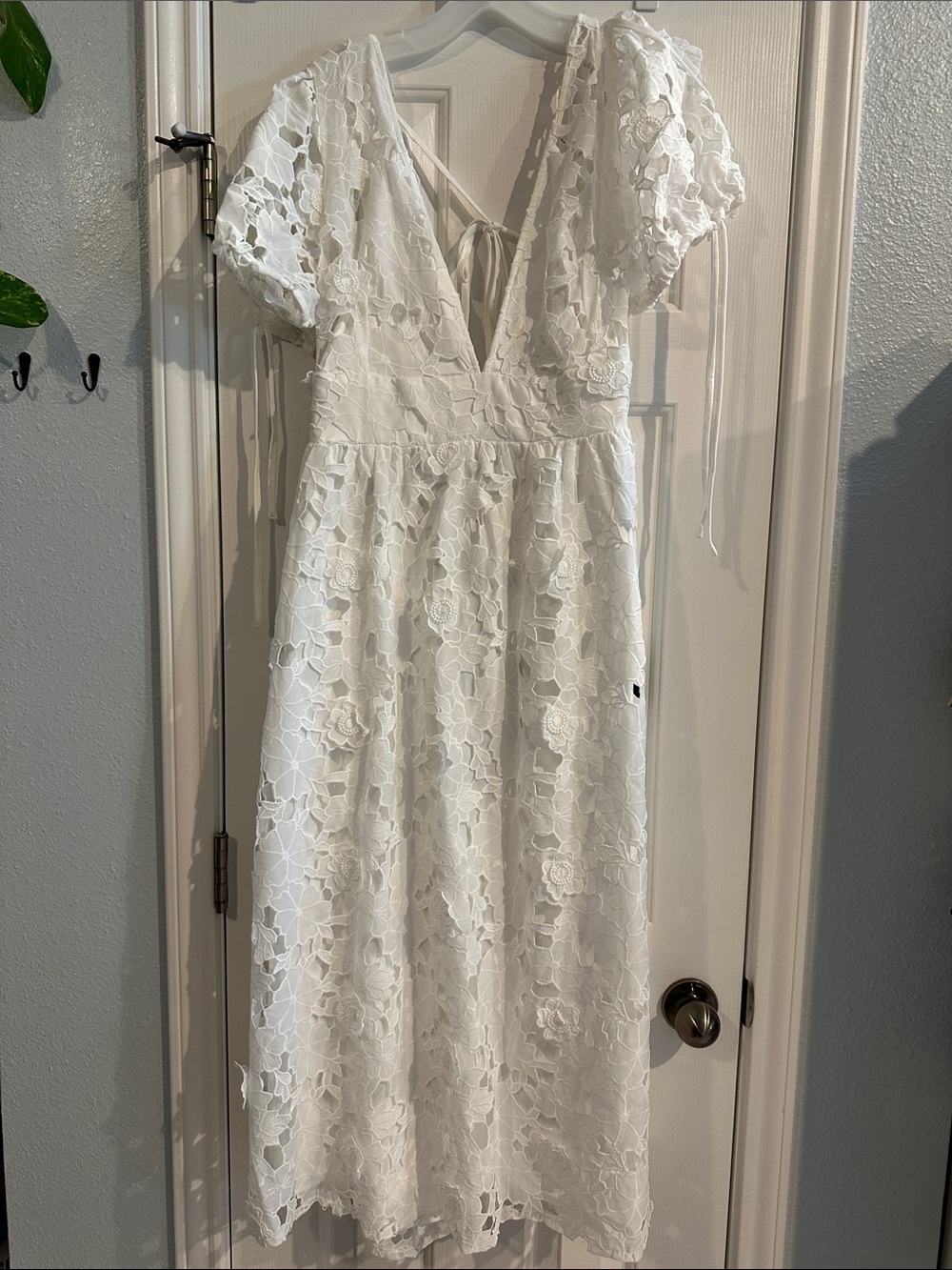 Lulus White Floral Lace Midi Dress Backless NWT XXL Boho Cottagecore Coquette - Picture 2 of 11